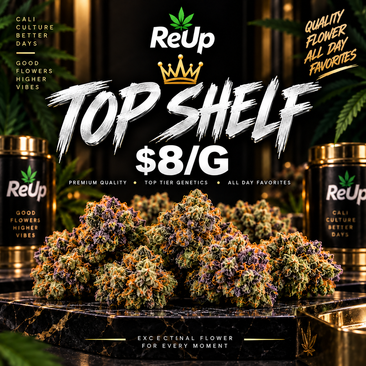 Top shelf cannabis flower gram